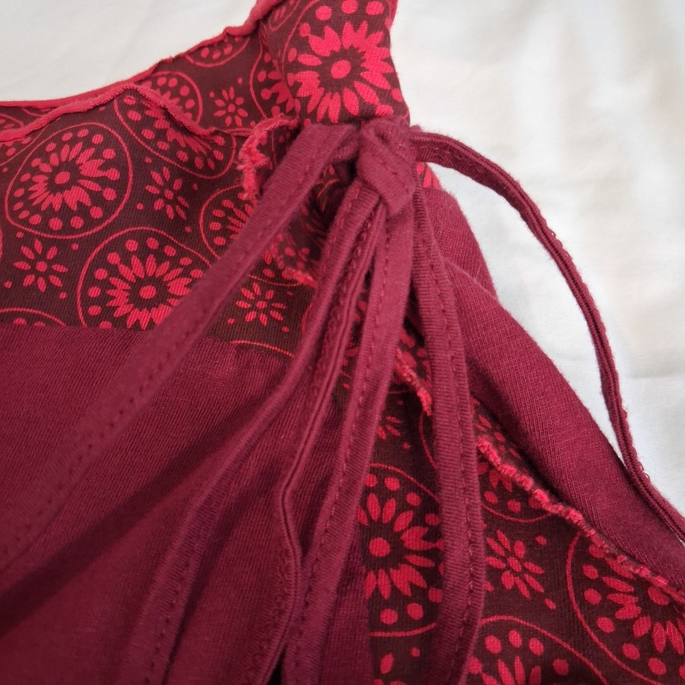 Za Zen Burgundy Red Mandala Print Wrap Skirt Womens Large Boho Midi Side Pocket - Picture 8 of 15
